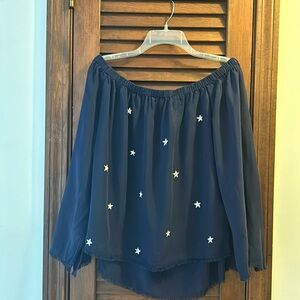 Cloth & stone shirt 100% tencel ,blue ,frayed hem & cuffs.